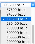 Selecting baud rate in serial monitor