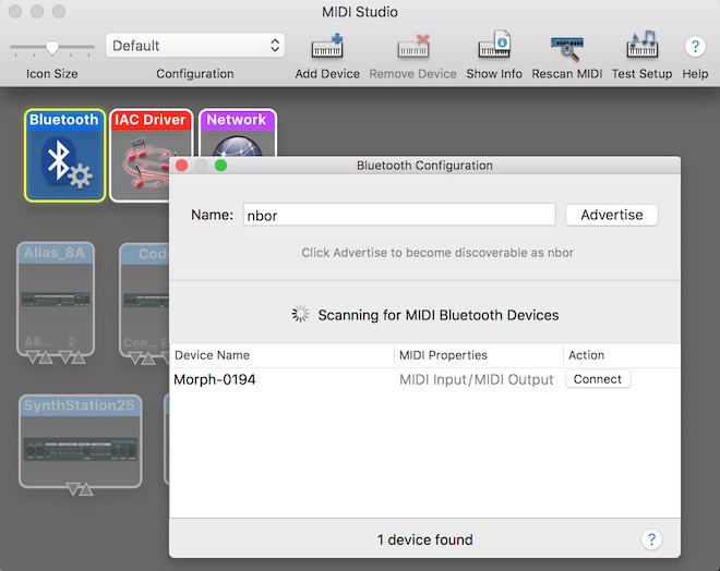 Sensel Morph Bluetooth MIDI in macOS