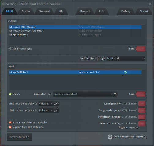 FL Studio 12 and Sensel Morph Bluetooth connection