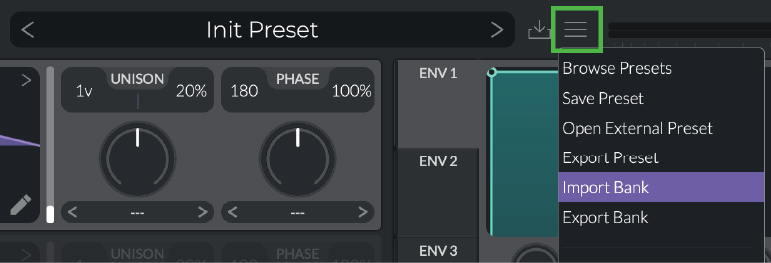 Select presets in sonicLAB Fundamental