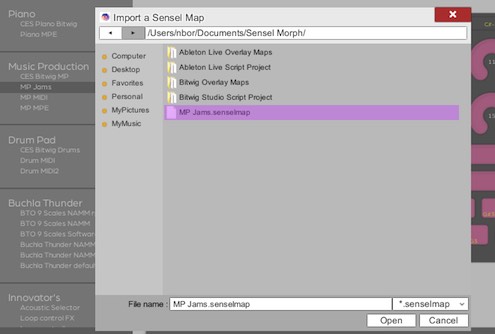 Navigate to a Sensel Morph overlay map file