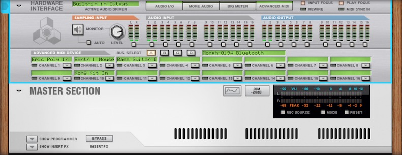 Propellerheads Reason Channel Direction for Sensel Morph Bluetooth connection